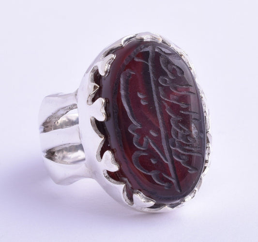 Yemeni Yemen kabdi Islamic agate aqeeq aqiq 925 Silver Men Ring- عقيق كبدي-DHL