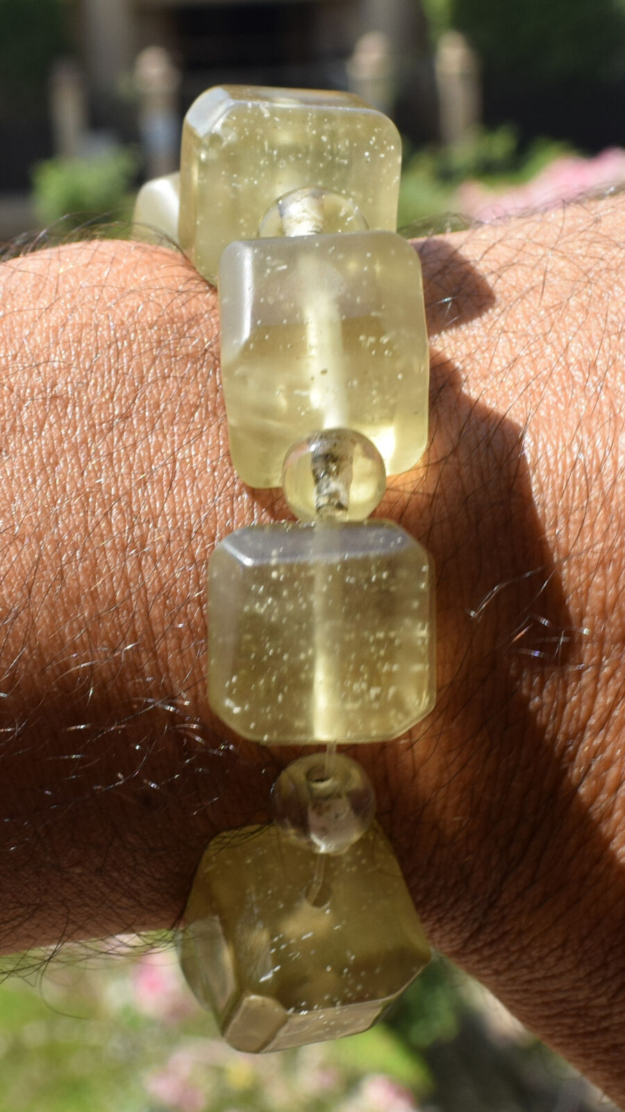 Libyan Desert glass Bracelet-419 ct-16 beads-Meteorite Tektite-asteroid impact