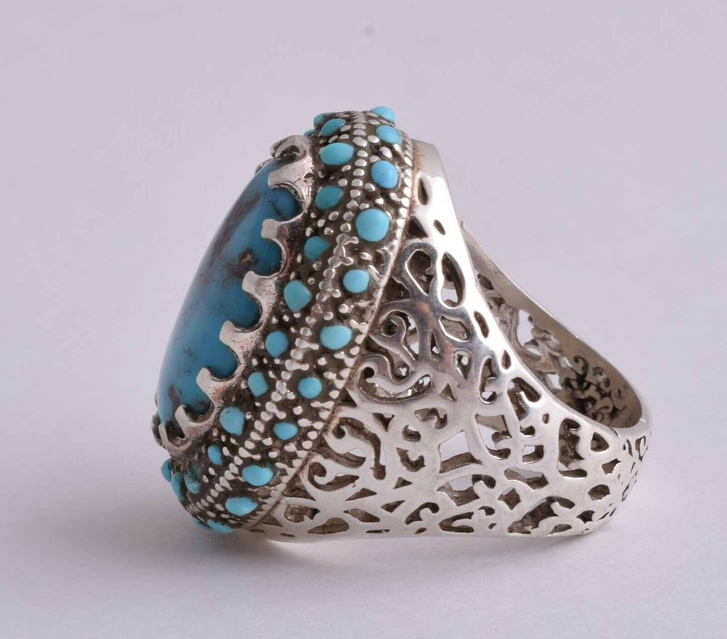 Egyptian Turquoise Sterling silver Men Ring-Middle Eastern-Spiderweb Turquoise