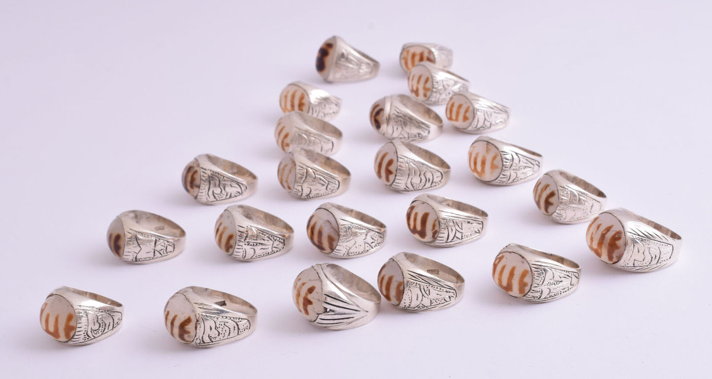 22 Islamic ALLAH rings collection, Yemen agate, men rings-Wholesale Lot