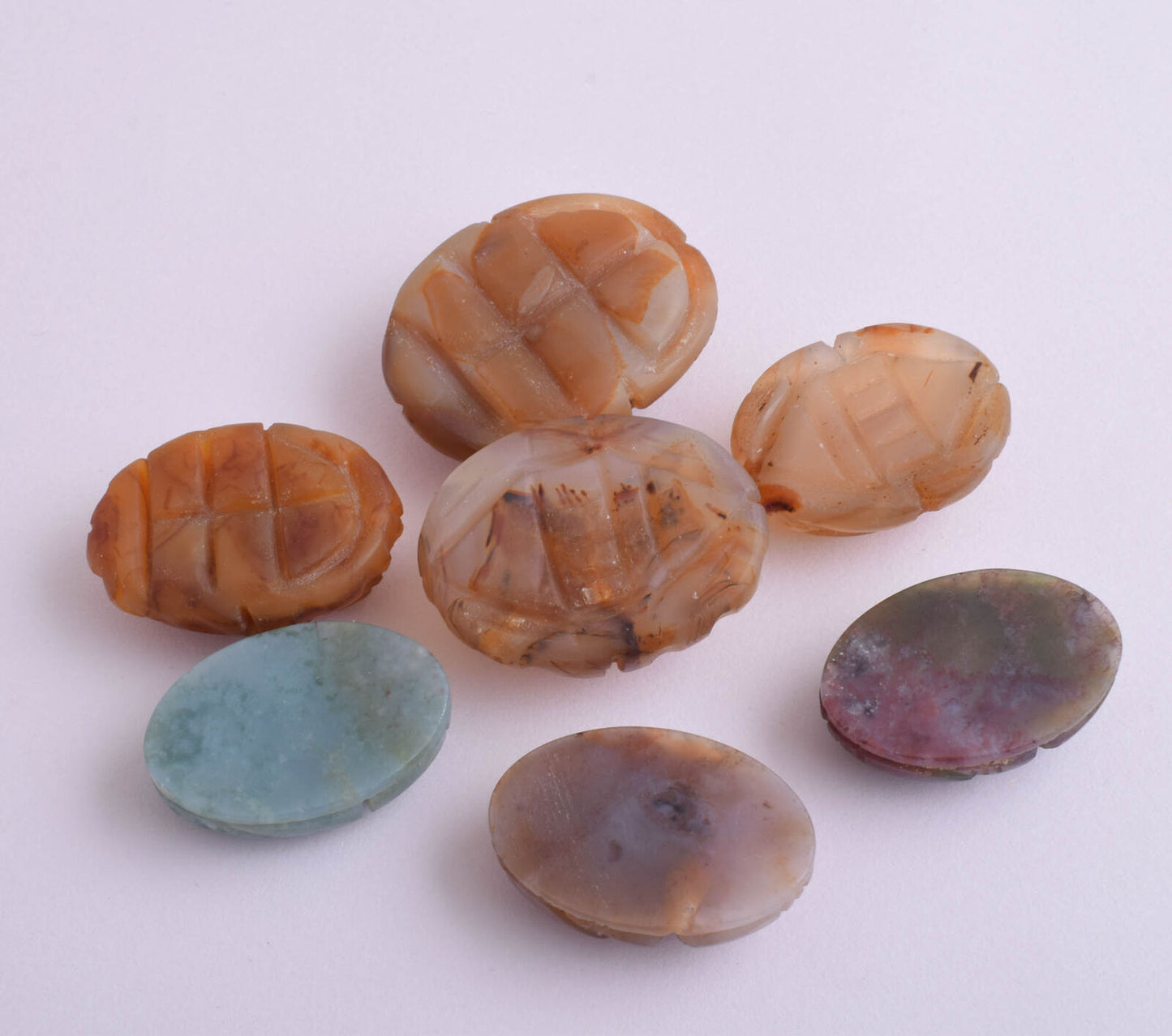 7 Egyptian Scarab-Hand Carved Egyptian Agate Scarab-Revival stone amulet