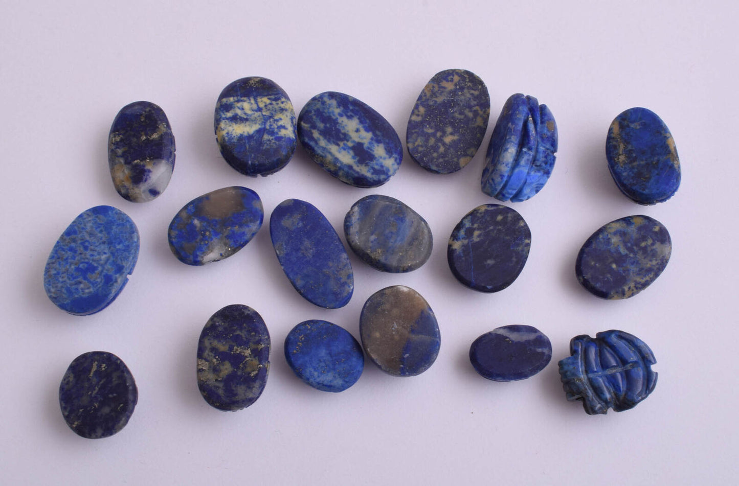 18 Egyptian Scarab-Hand Carved Egyptian lapis Lazuli Scarab-Revival stone