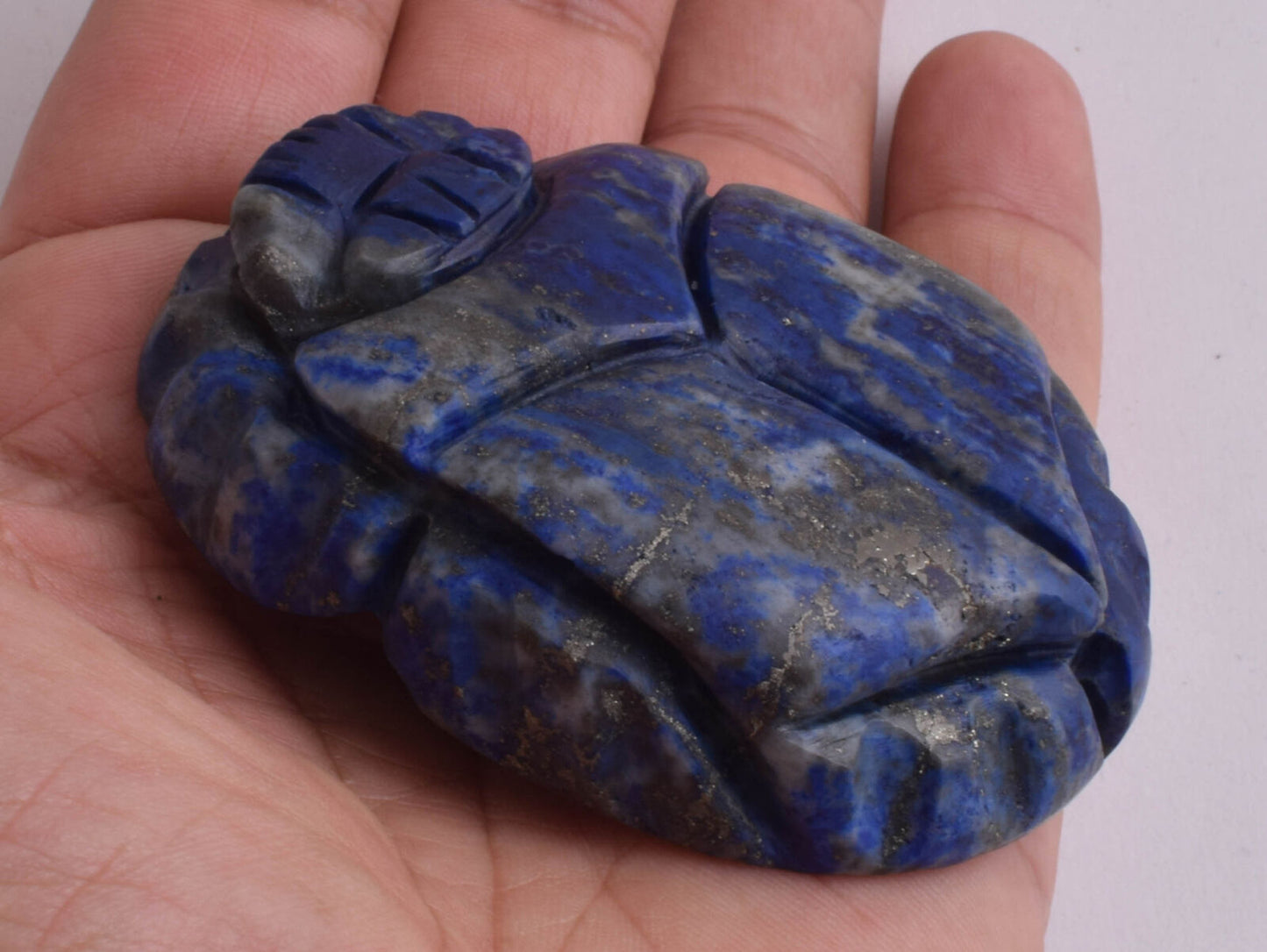 Egyptian Scarab-Carved Egyptian Lapis Lazuli Scarab- 3" /  160 gram