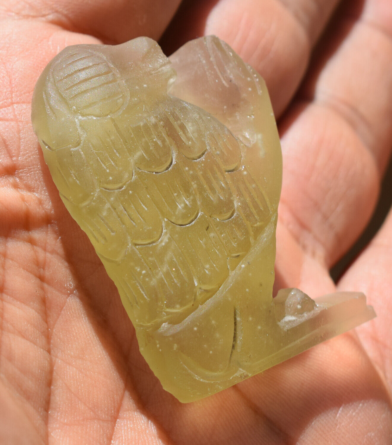 Libyan Desert Glass, Egyptian Baboon-Monkey,Asteroids Impact, 162 Ct-hand Carved