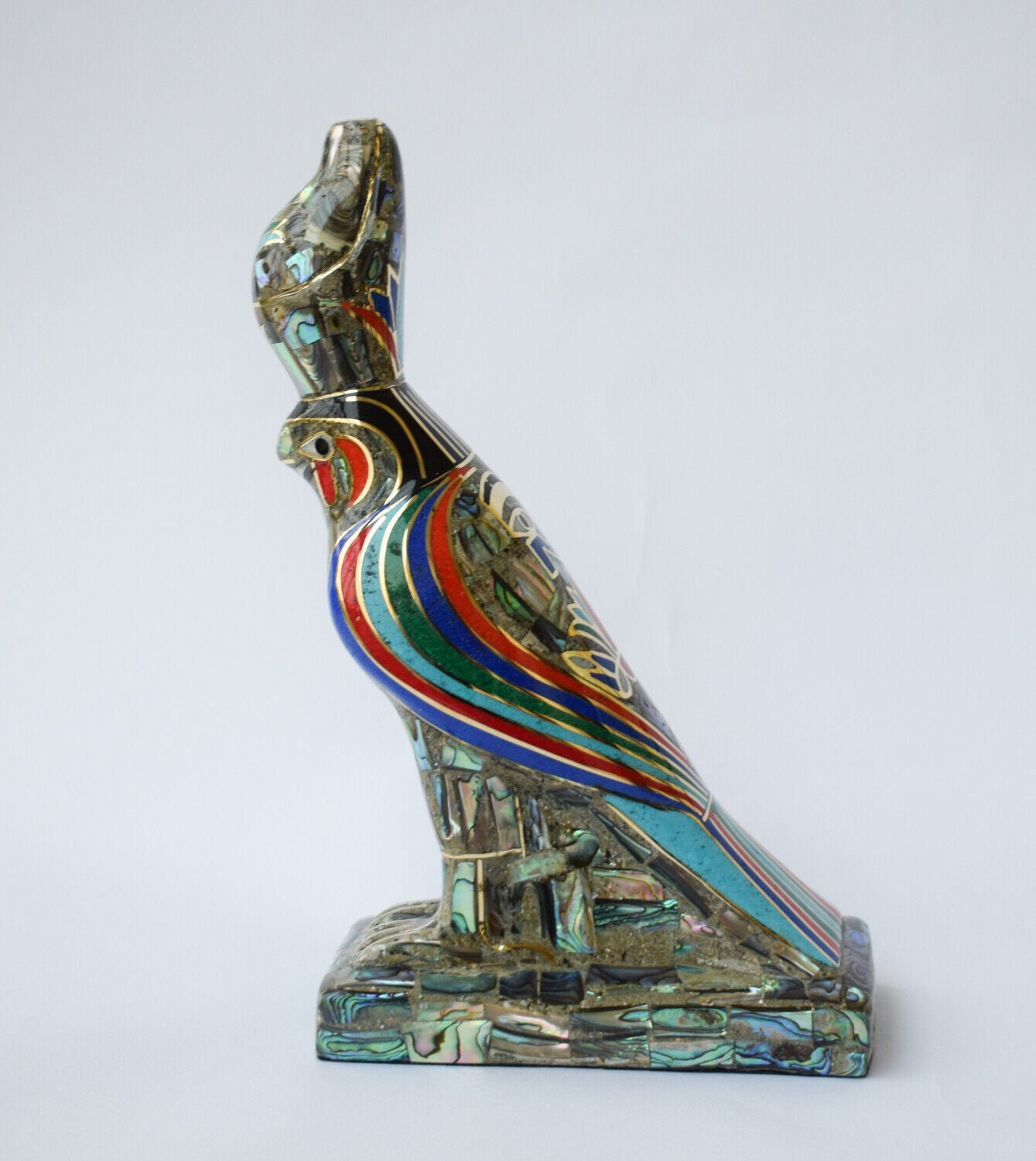 Egyptian Horus Statue-covered with Mother of Pearl-Decorative-Revival/ 8.7"