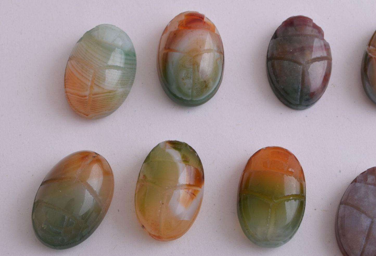 21 Egyptian Scarab-Hand Carved Egyptian Agate Scarab-Revival stone amulet