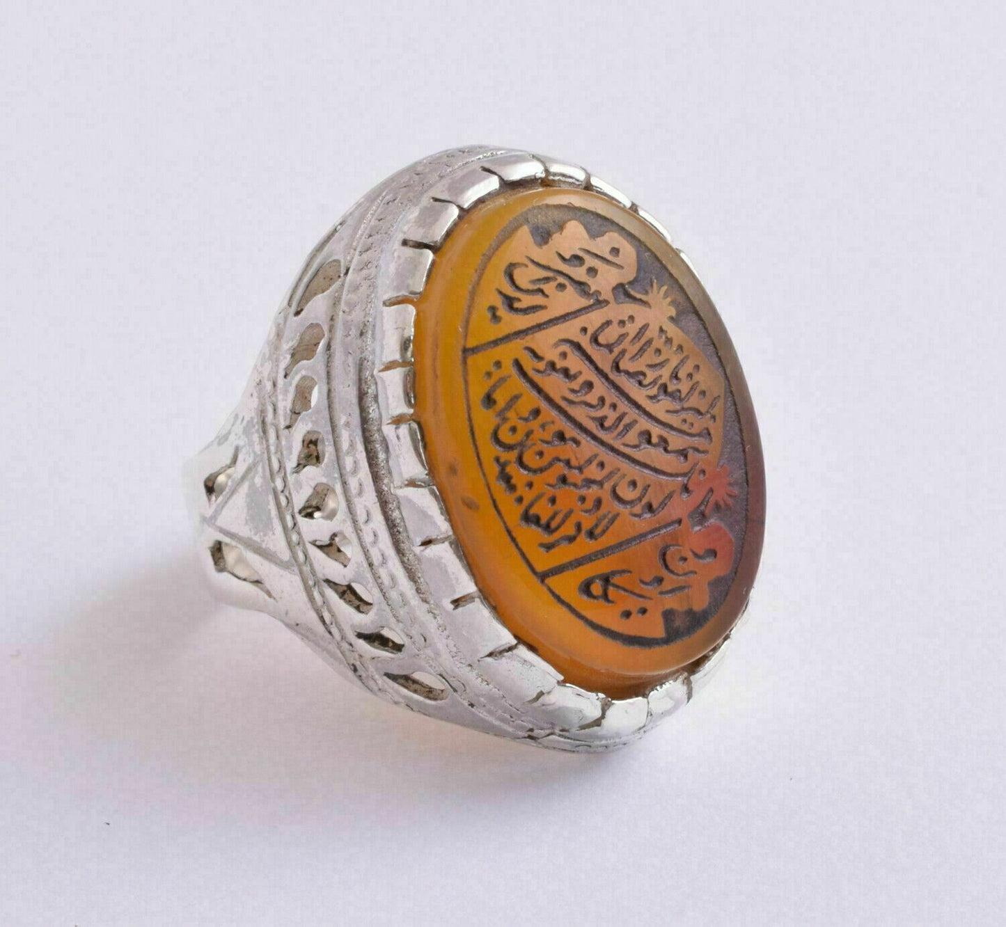 Islamic yemen- yemeni-agate aqeeq aqiq 925 Silver Men Ring- Quran-middle eastern