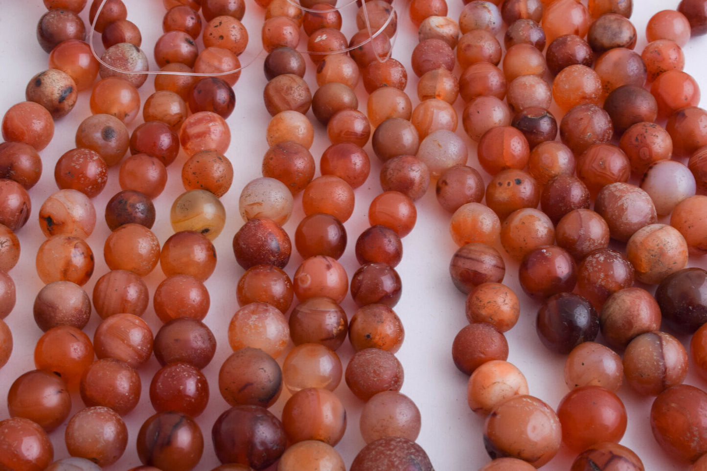 8 Antique old Carnelian round Agate beads Necklace-middle eastern