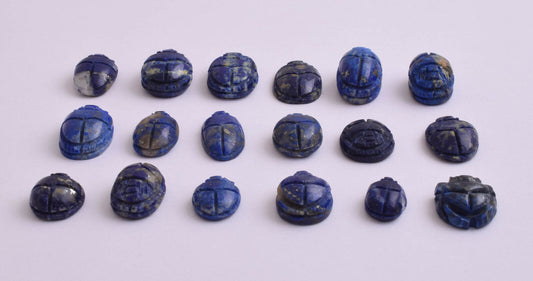 18 Egyptian Scarab-Hand Carved Egyptian lapis Lazuli Scarab-Revival stone