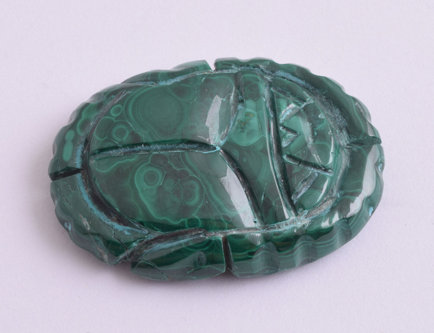 Egyptian Scarab-Carved egyptian Malachite SCARAB- 2.2" / 62 gram