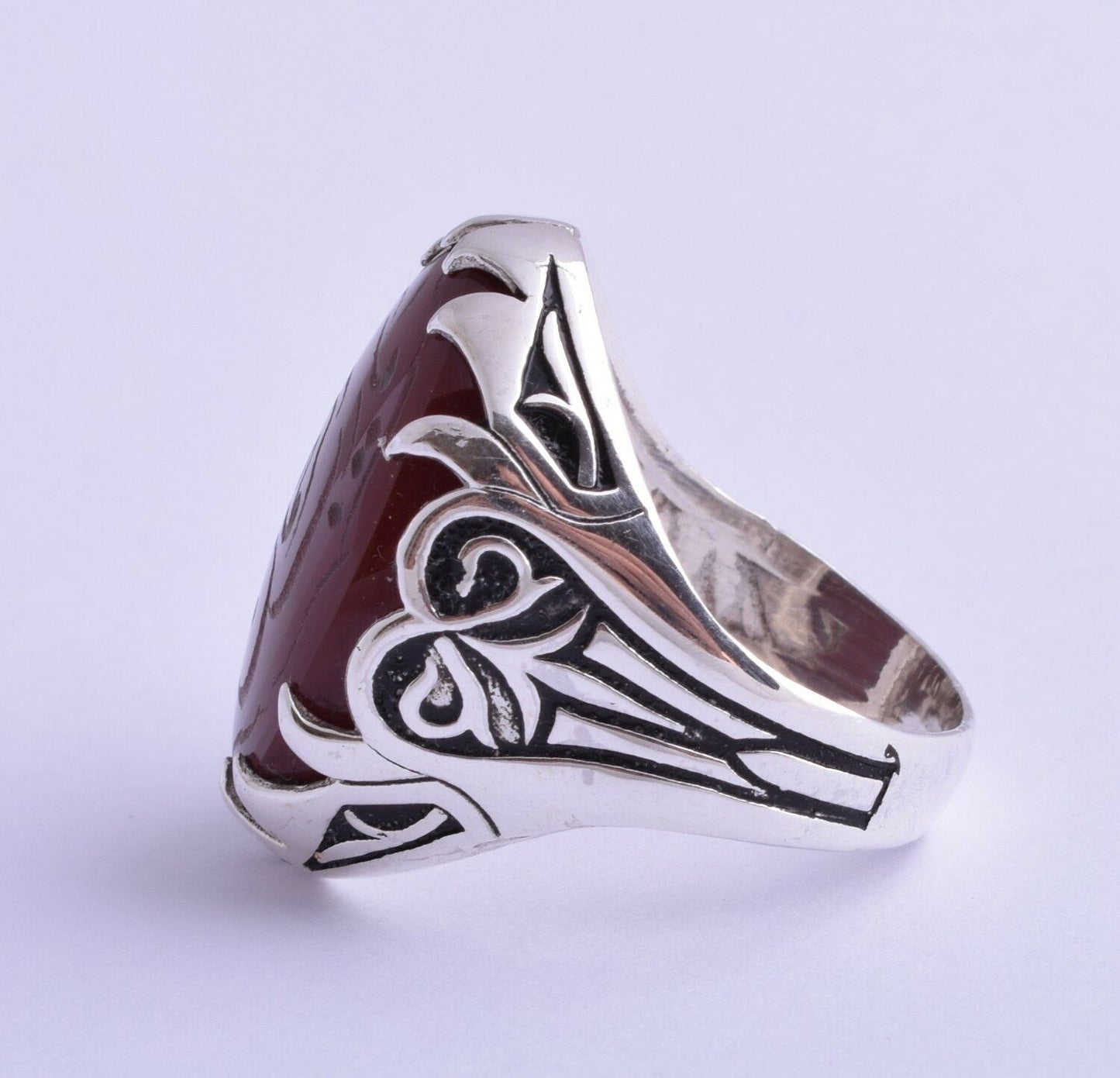 Yemeni Yemen kabdi Islamic agate aqeeq aqiq 925 Silver Men Ring- عقيق كبدي-DHL