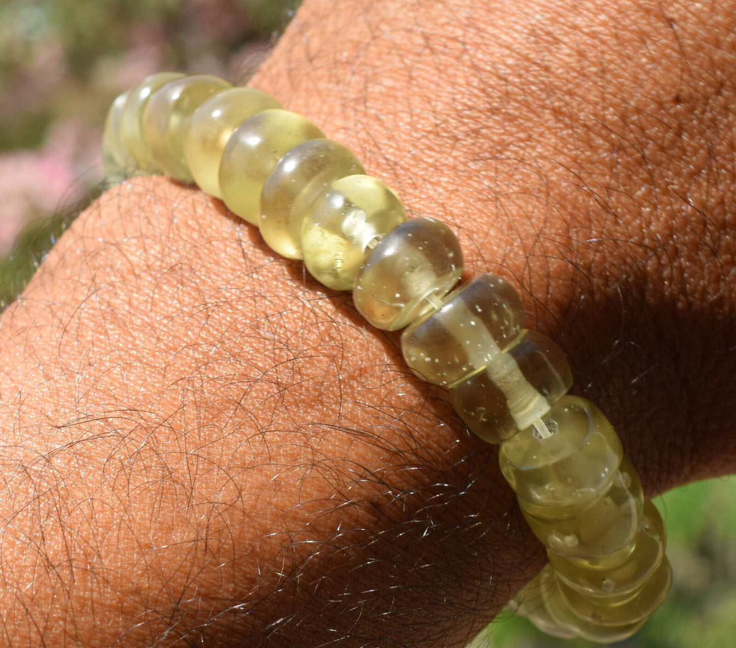 Libyan Desert glass Bracelet-28 beads-12mmx6mm-192 ct-Meteorite Tektite-asteroid