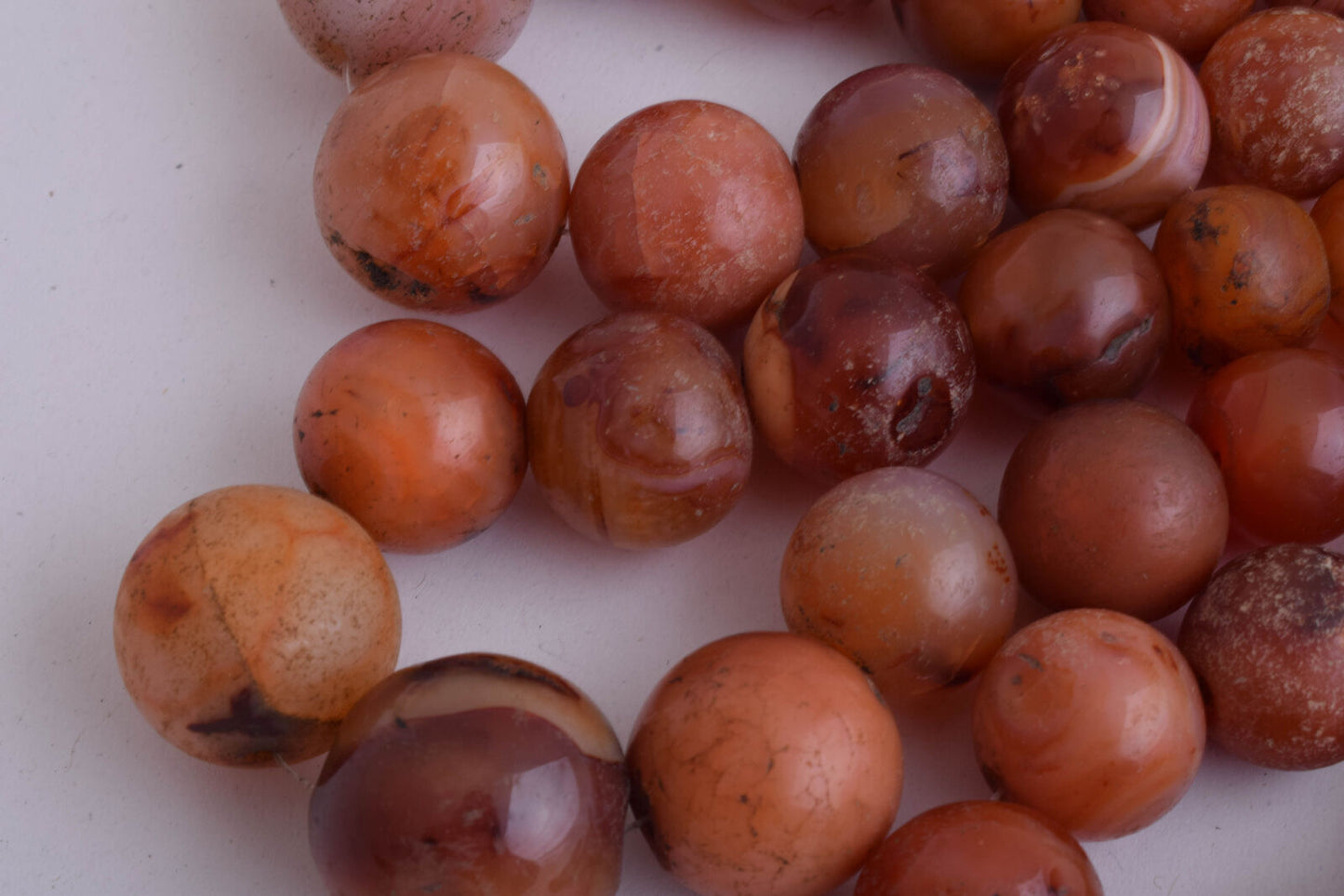 8 Antique old Carnelian round Agate beads Necklace-middle eastern