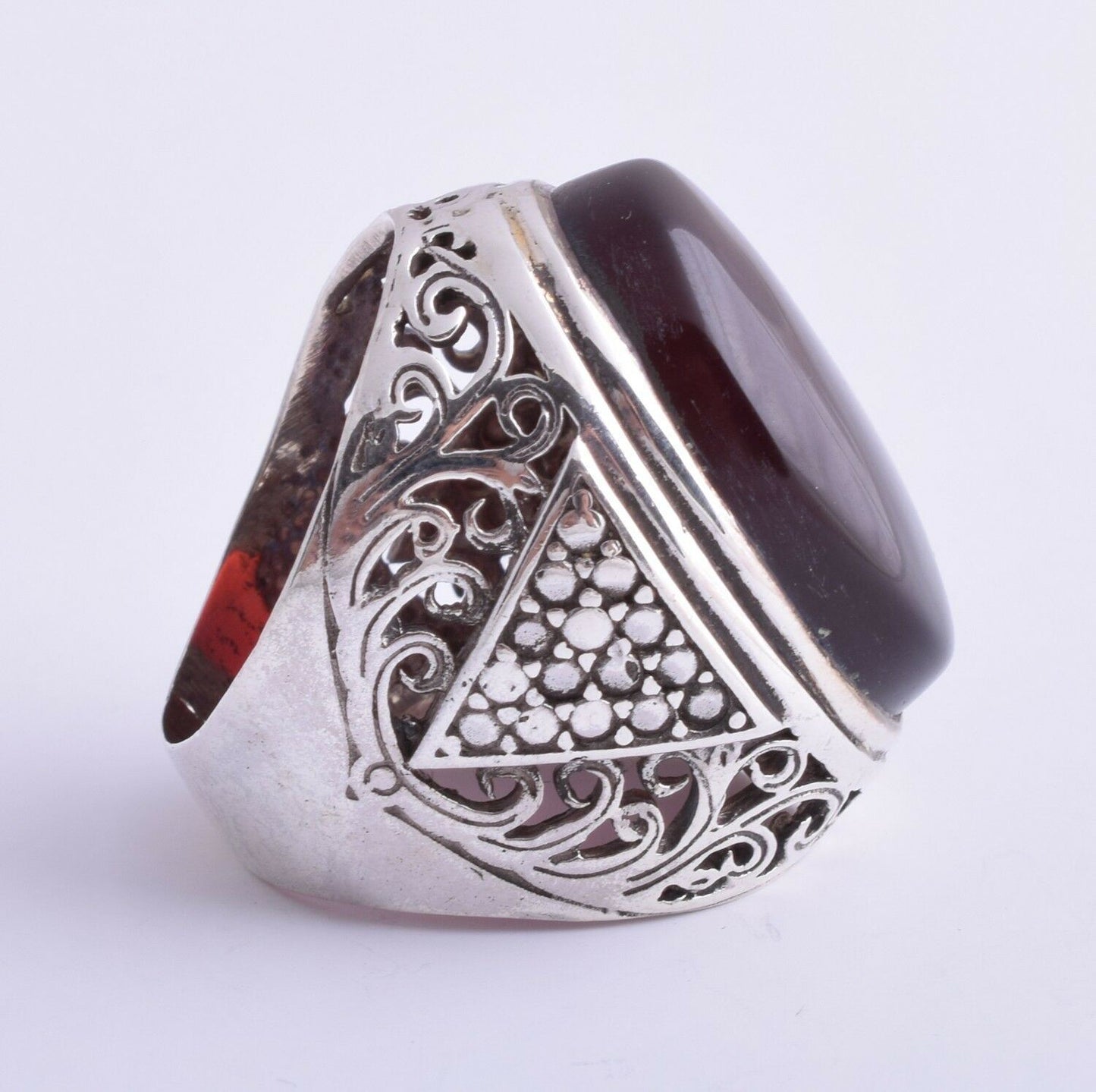 Yemeni Yemen kabdi agate aqeeq aqiq Silver Men Ring-Middle Eastern-عقيق كبدي-DHL