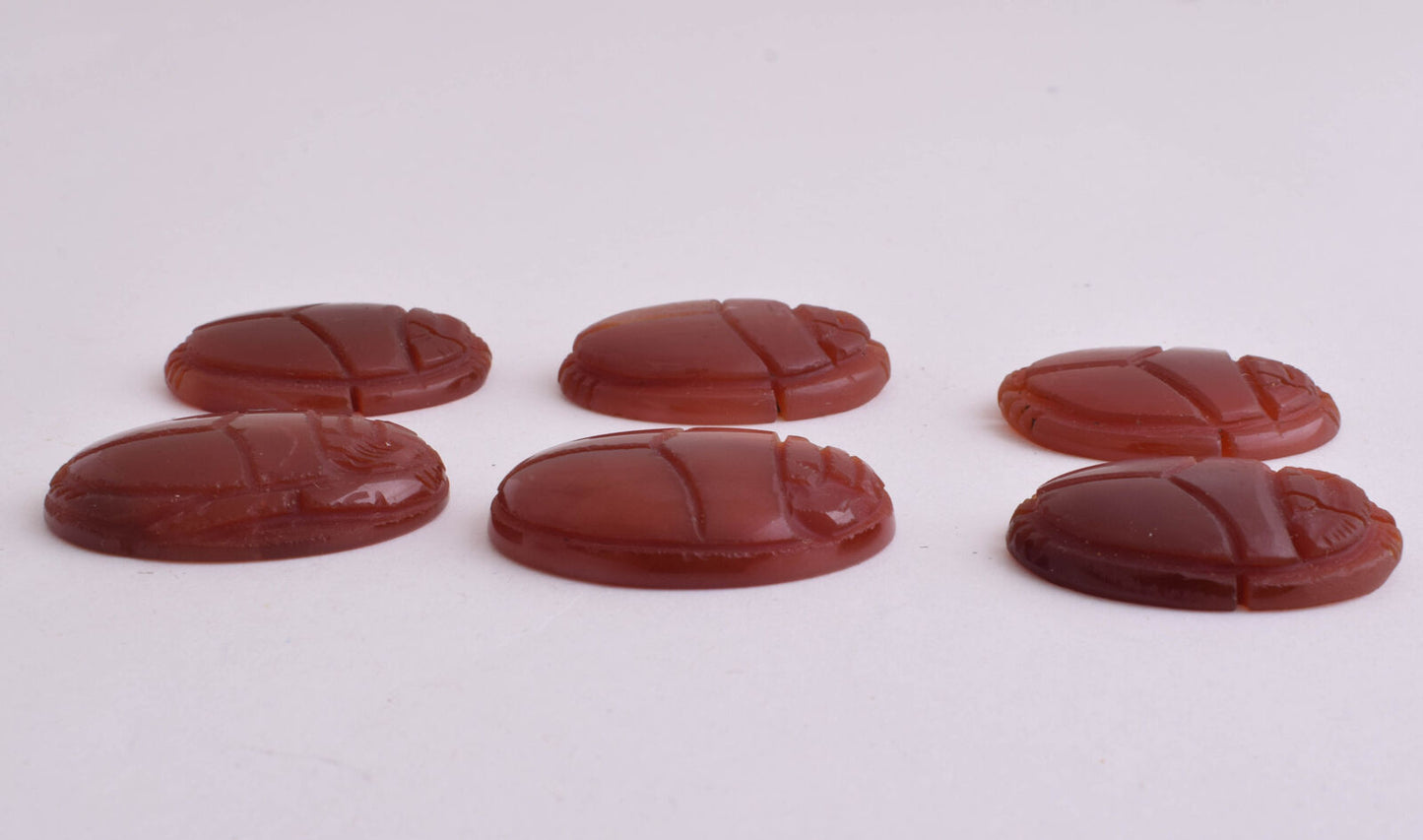 6 Egyptian Scarab-Hand Carved Egyptian Agate Scarab-Revival stone amulet