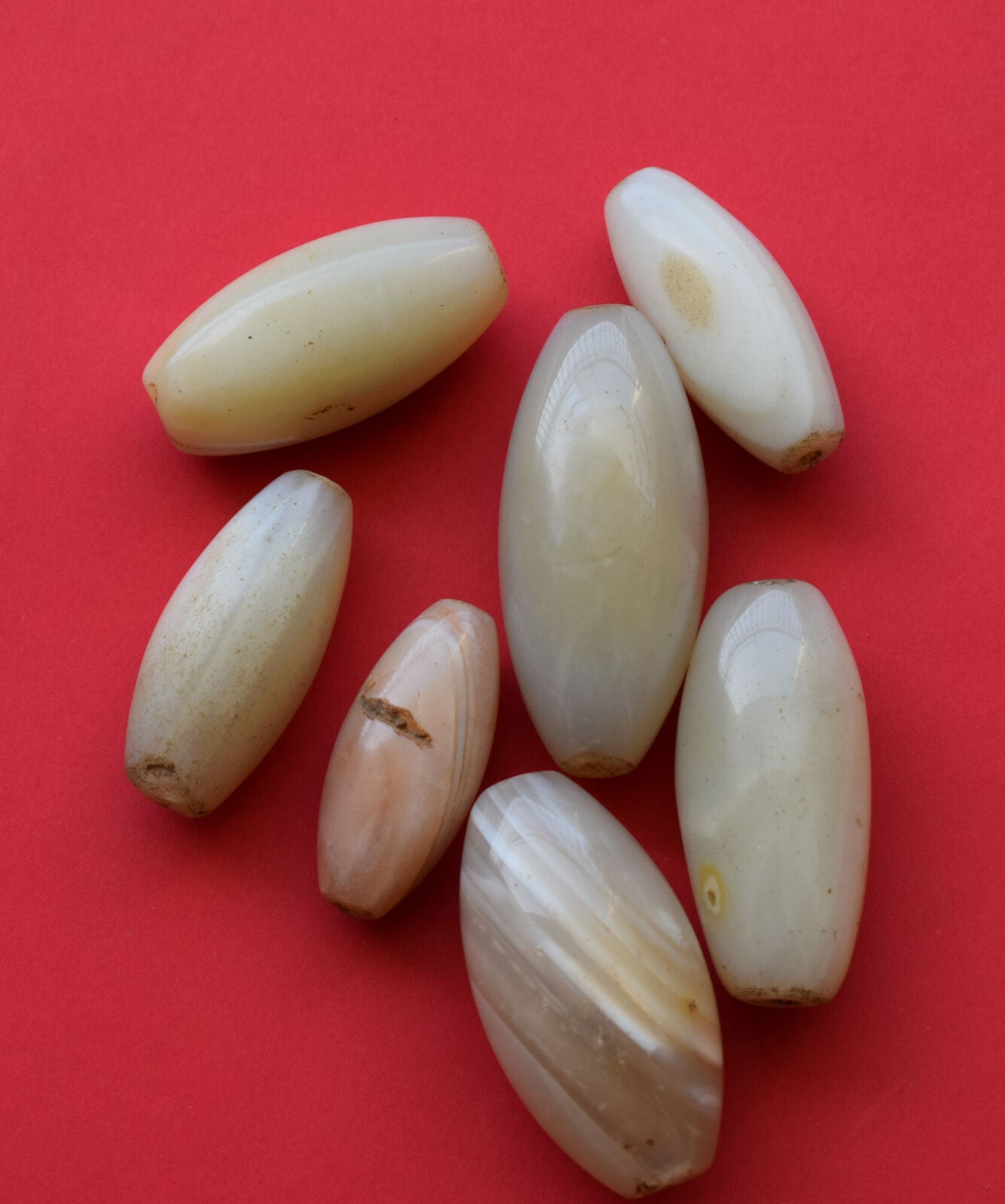 7 Large Antique ancient banded agate Carnelian beads-middle eastern-225 grams