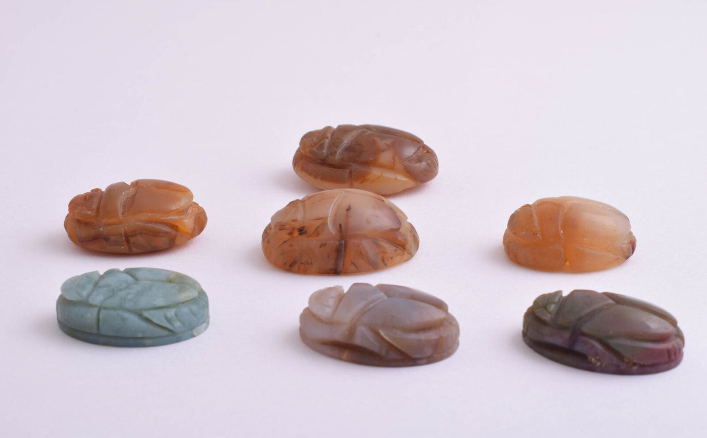 7 Egyptian Scarab-Hand Carved Egyptian Agate Scarab-Revival stone amulet