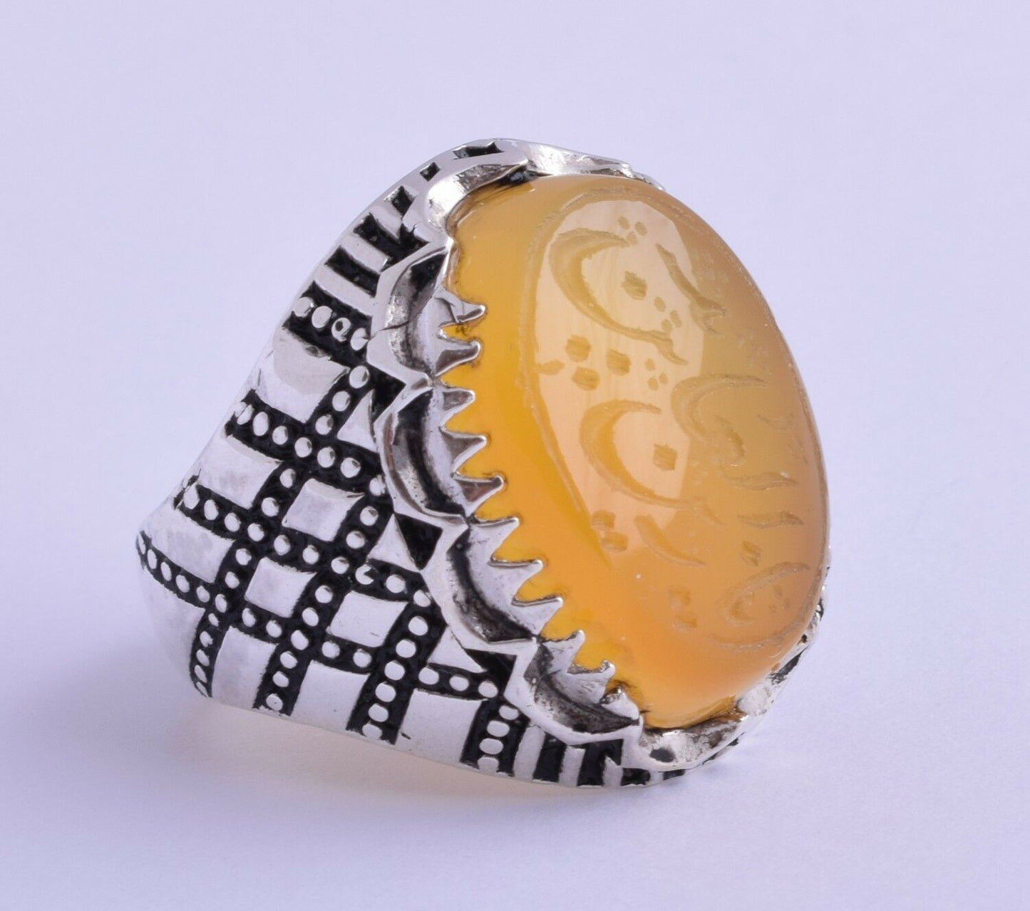 Islamic 925 Silver agate aqeeq aqiq Men Ring-yemen- yemeni- middle eastern-DHL