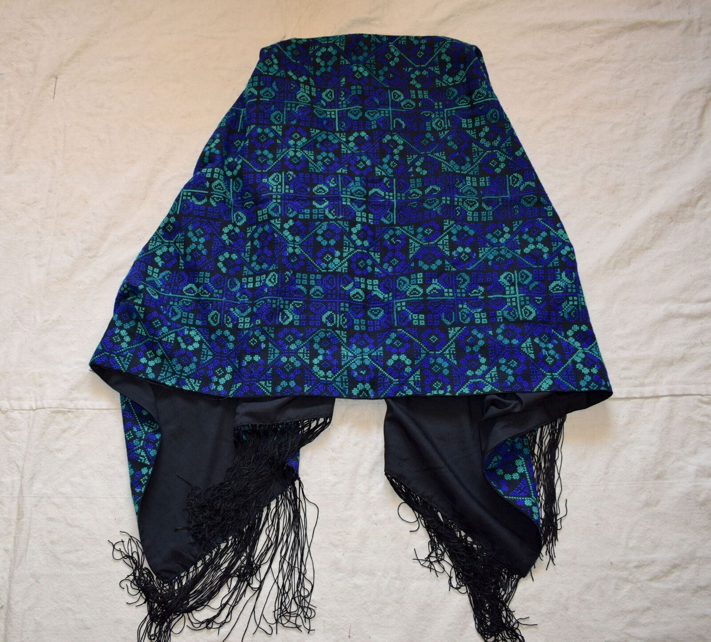 Hand Stitched embroidered Egyptian / Palestinian Bedouin Wrap Shawl Scarf