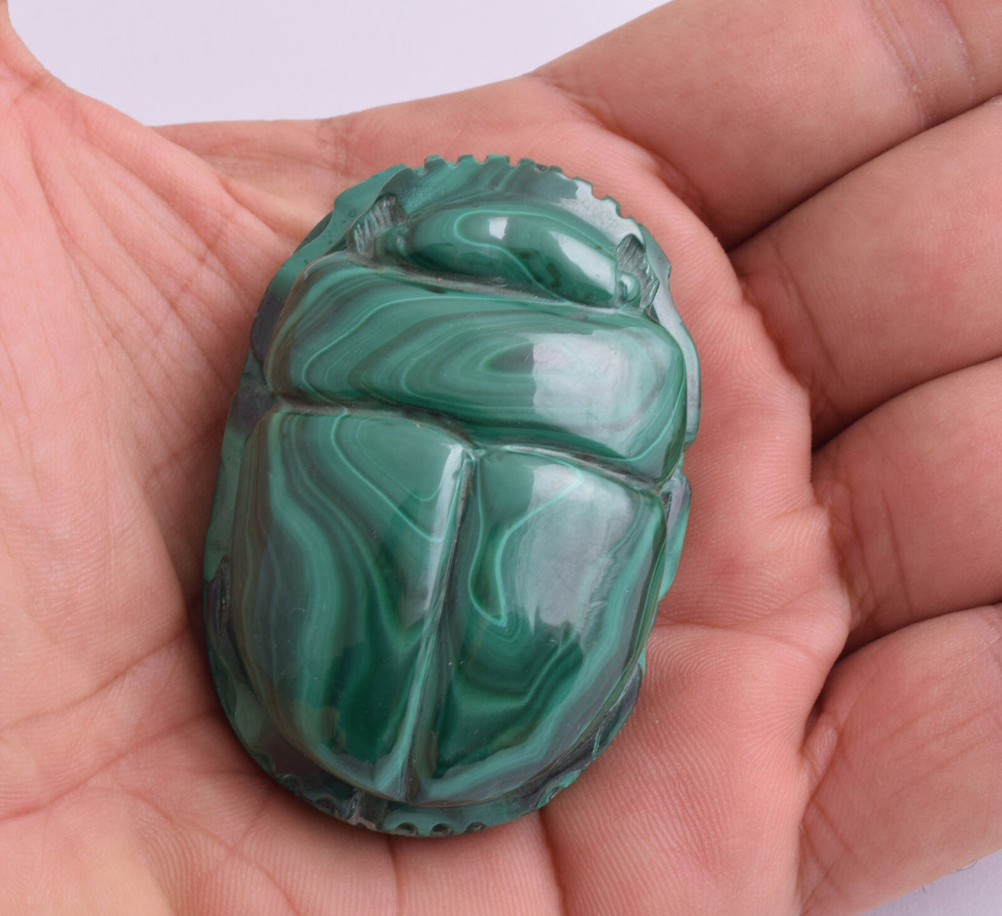 Egyptian Scarab-Carved egyptian Malachite SCARAB- 2.5" / 124 gram