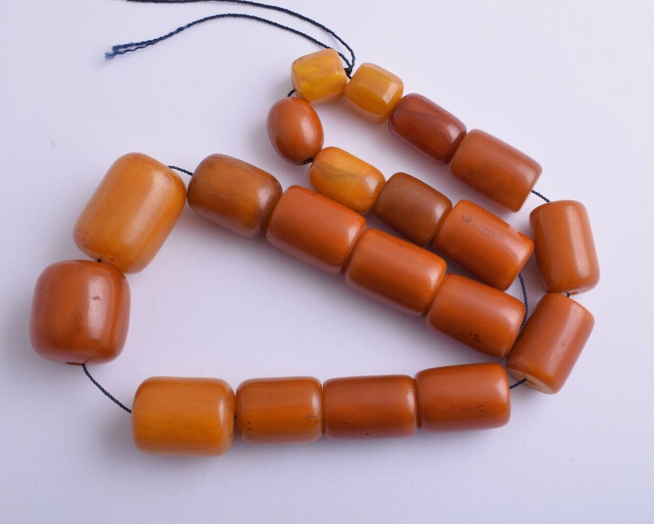 Antique German Misky Bakelite Amber /Trade Beads-Simulated Amber Strand Necklace