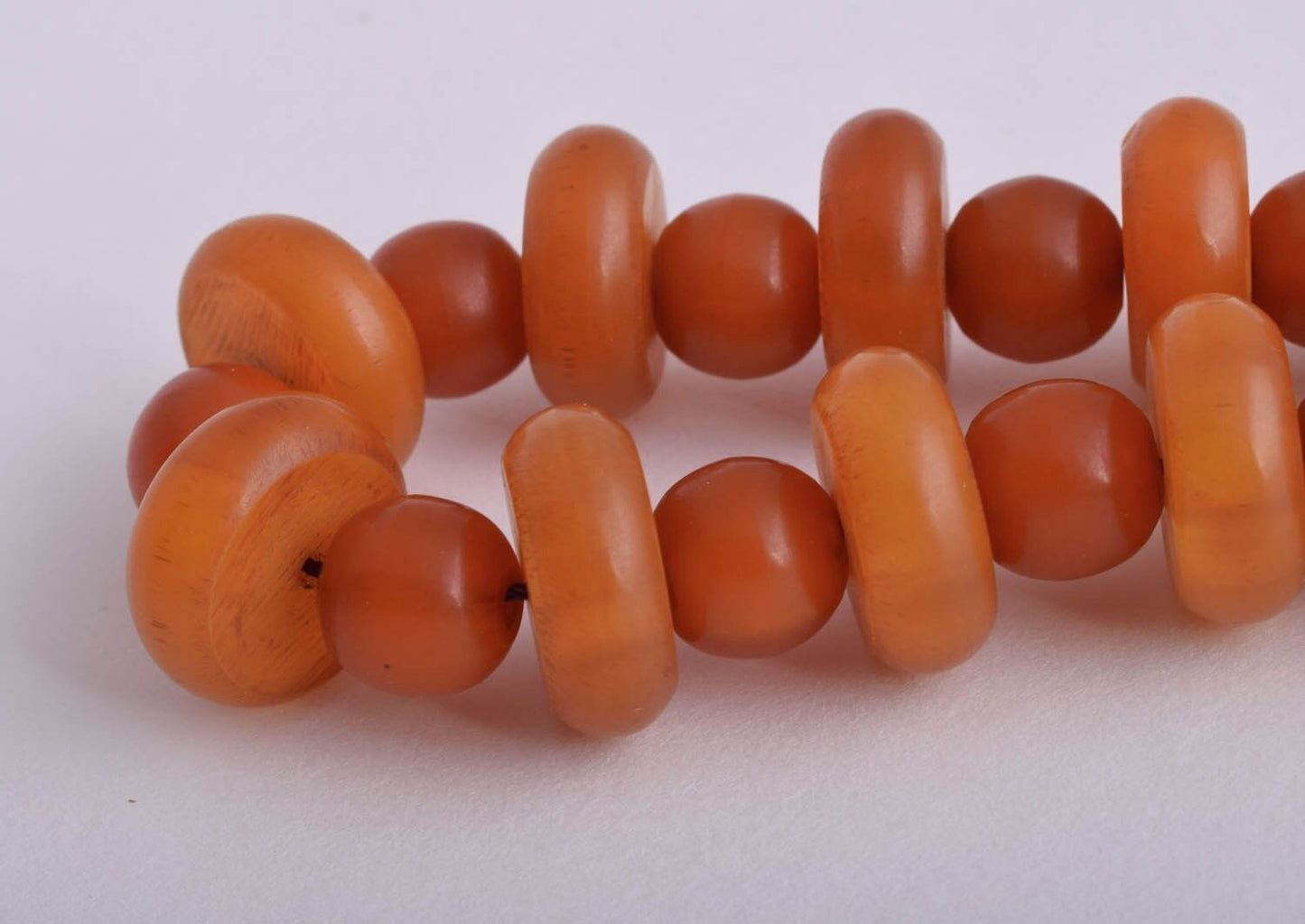 Vintage African Bakelite Amber Trade Beads-Simulated Amber Strand Necklace