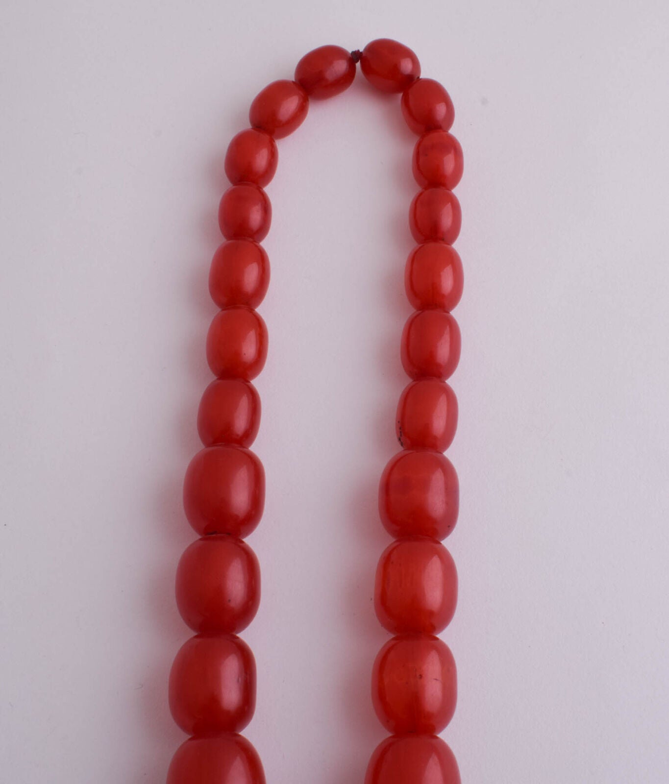 Vintage Red Bakelite necklace Beads-light cherry amber graduated bead-125 gram