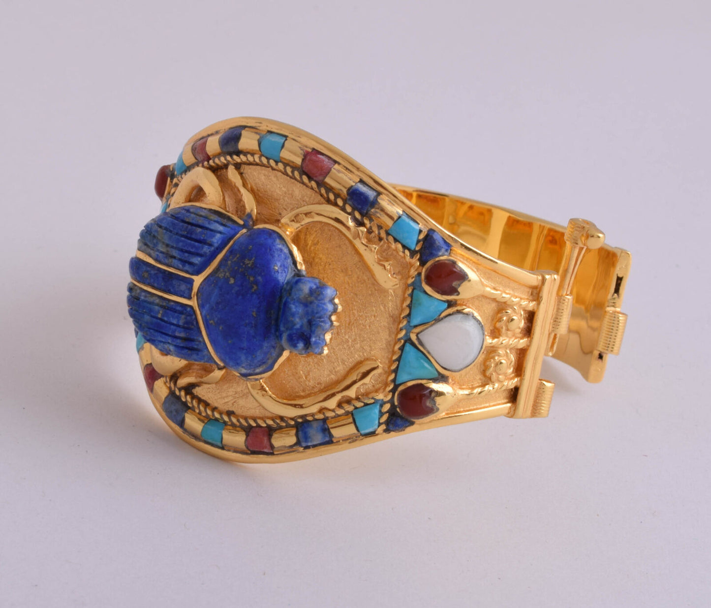 Scarab Bracelet of King Tut-Tutankhamun-Egyptian Revival Lapis Scarab Bangle