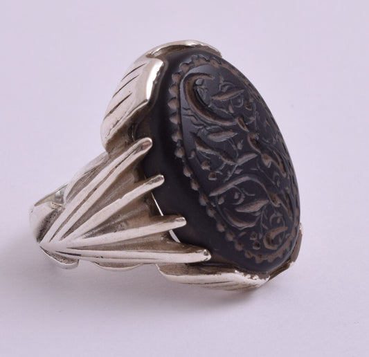 Islamic Yemeni Silver agate aqeeq aqiq men muslim ring -yemen عقيق