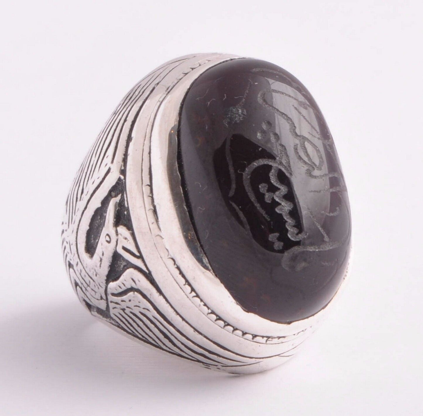 Yemeni Yemen kabdi agate aqeeq aqiq 925 Silver Islamic Men Ring- عقيق كبدي-DHL