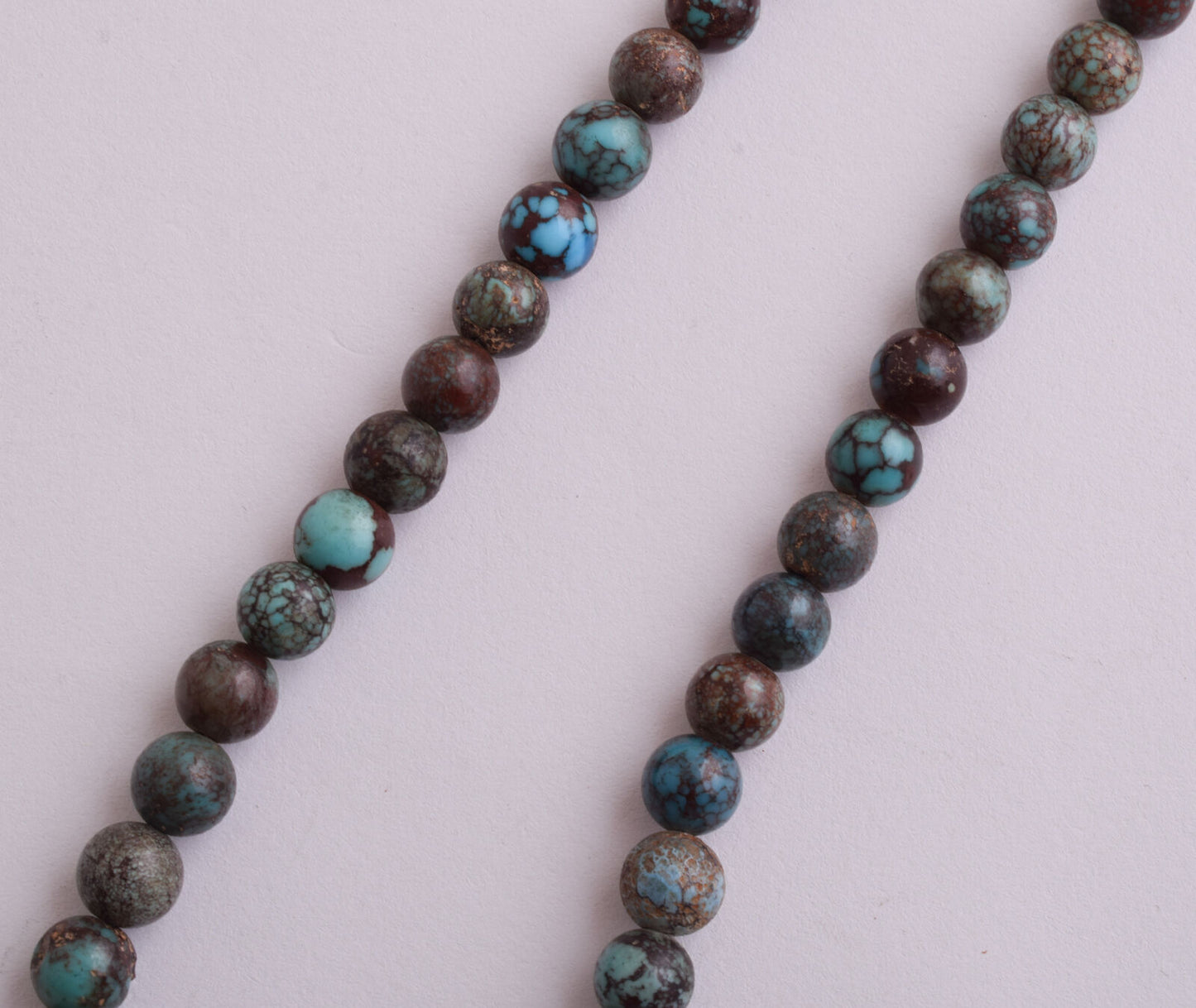 Egyptian Turquoise Spiderweb Necklace choker- round beads , 38 grams