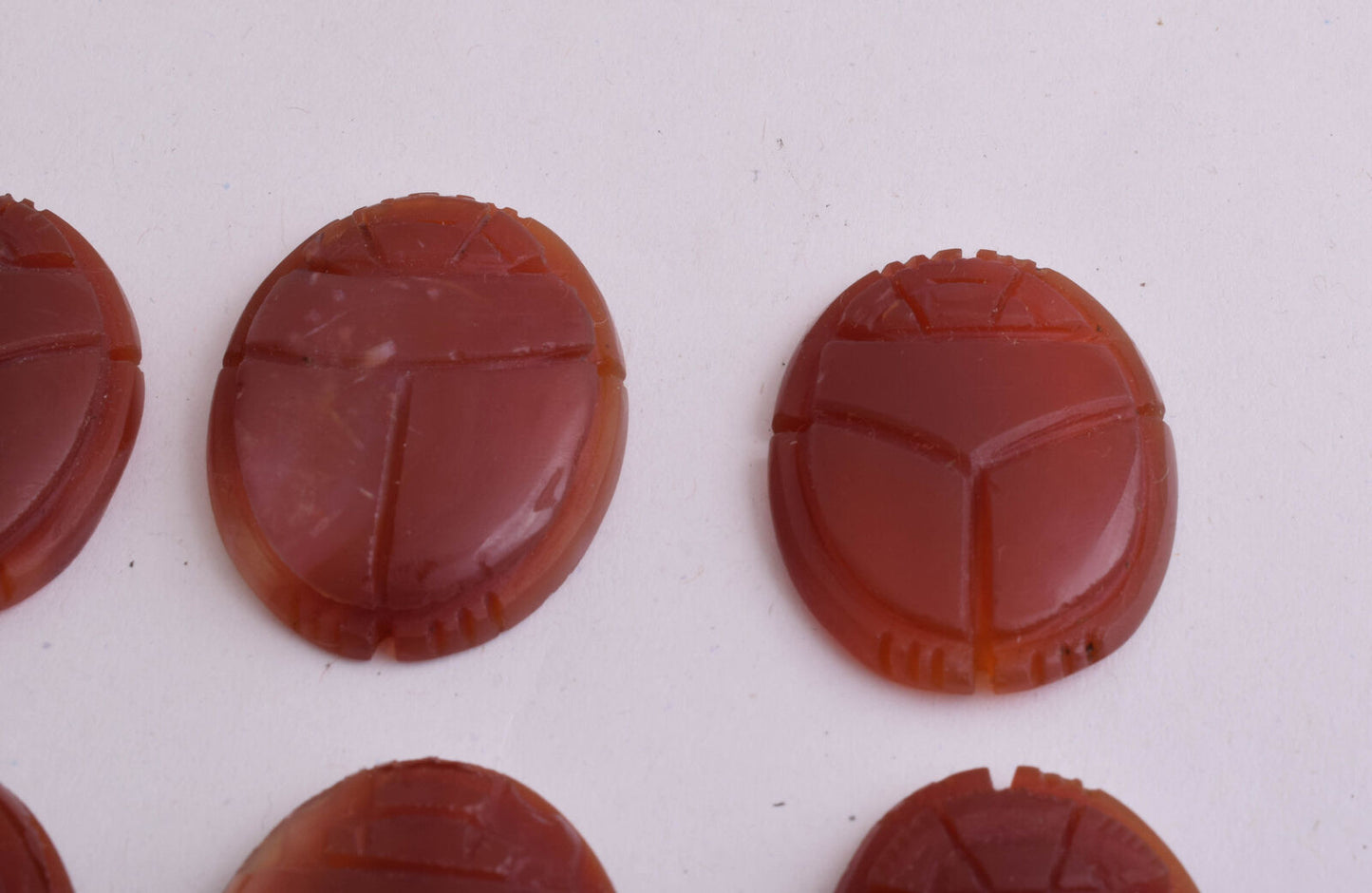 6 Egyptian Scarab-Hand Carved Egyptian Agate Scarab-Revival stone amulet