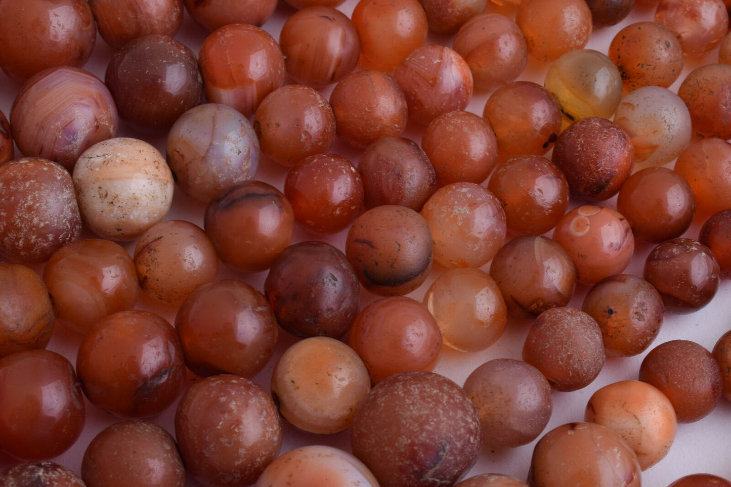 8 Antique old Carnelian round Agate beads Necklace-middle eastern