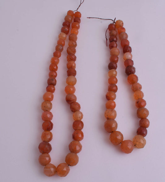 2 Antique Carnelian faceted Agate beads Necklace-middle eastern-190 gram