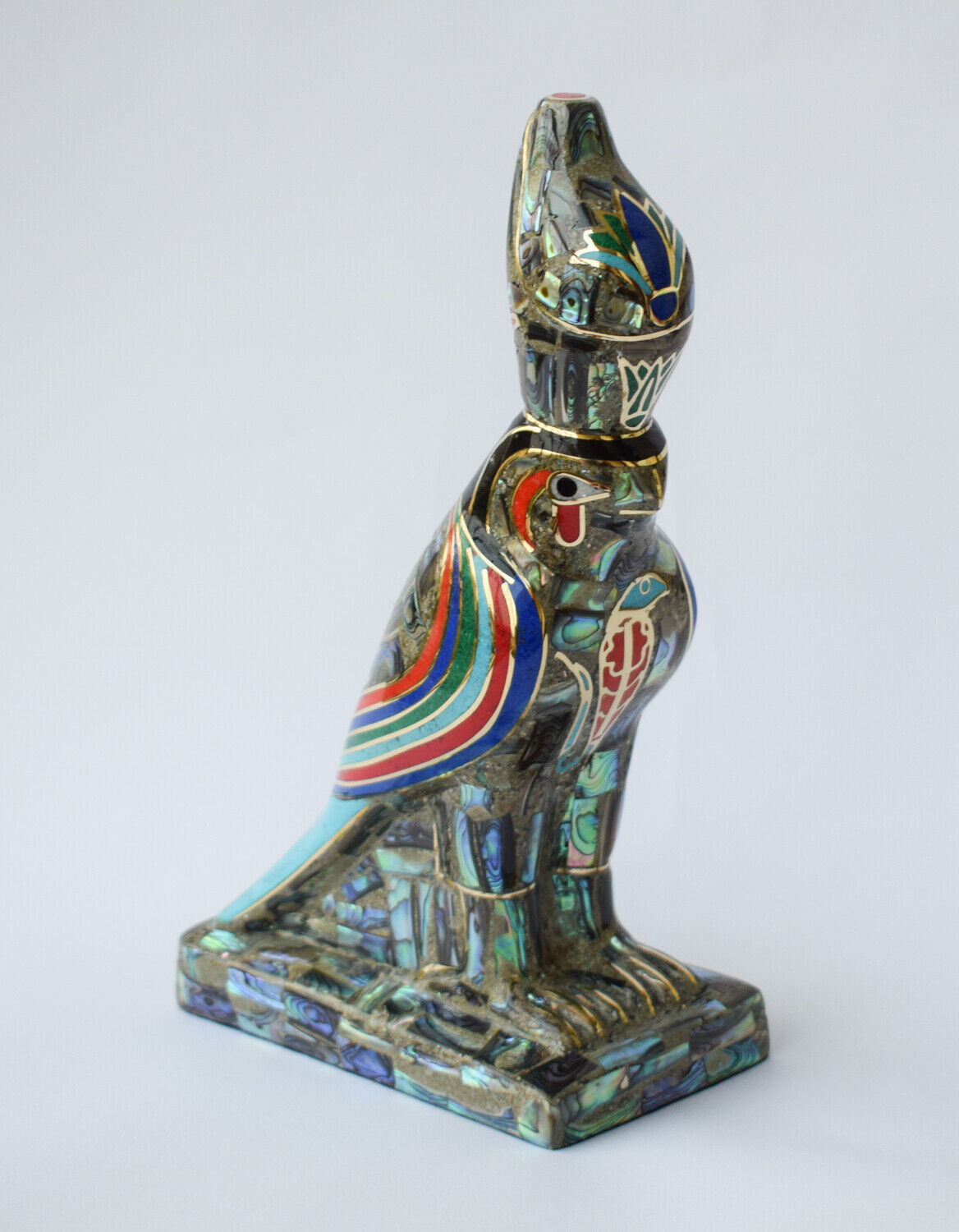 Egyptian Horus Statue-covered with Mother of Pearl-Decorative-Revival/ 8.7"