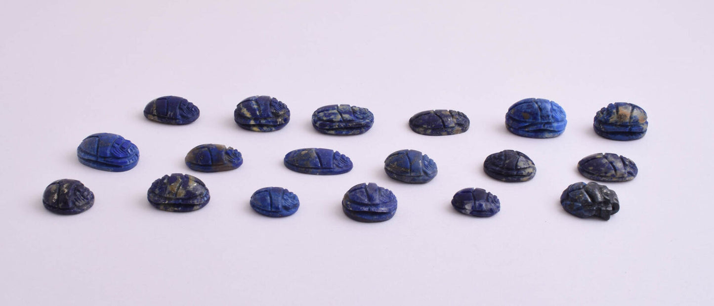 18 Egyptian Scarab-Hand Carved Egyptian lapis Lazuli Scarab-Revival stone