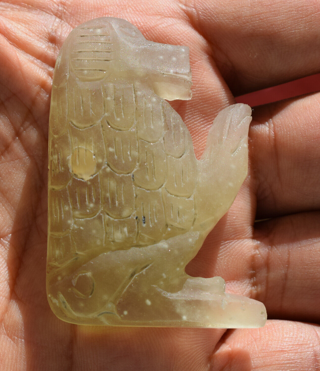 Libyan Desert Glass, Egyptian Baboon-Monkey,Asteroids Impact, 172 Ct-hand Carved