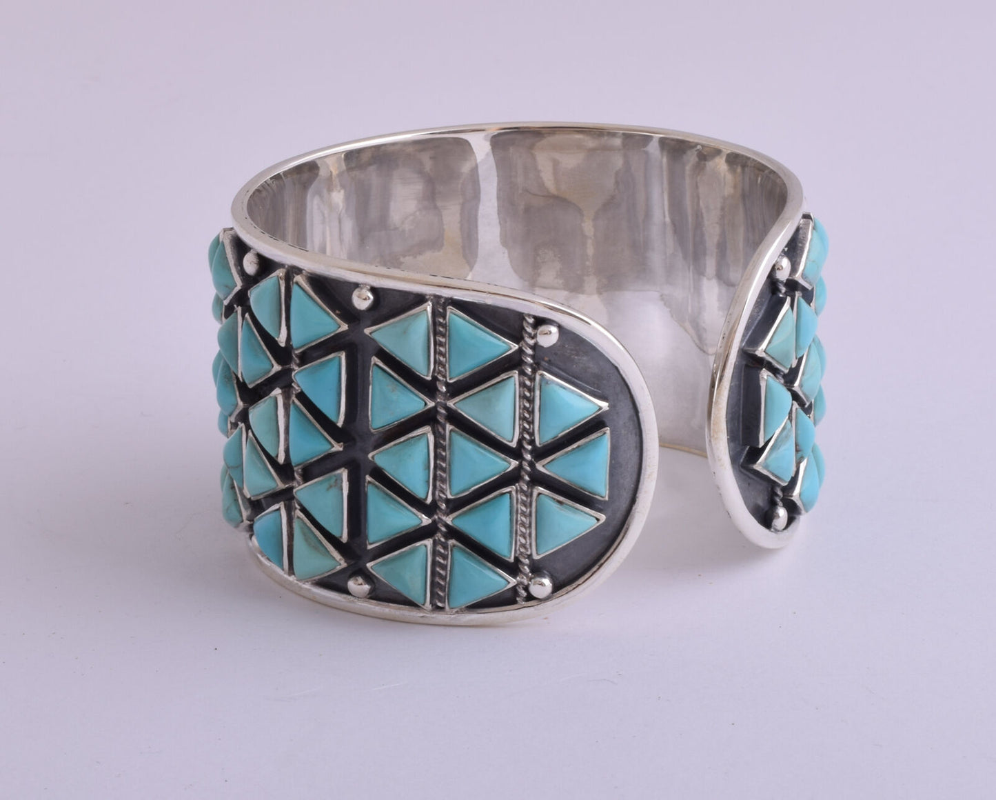 Egyptian Turquoise sterling silver Cluster Bracelet-157 gram-Wide Cuff