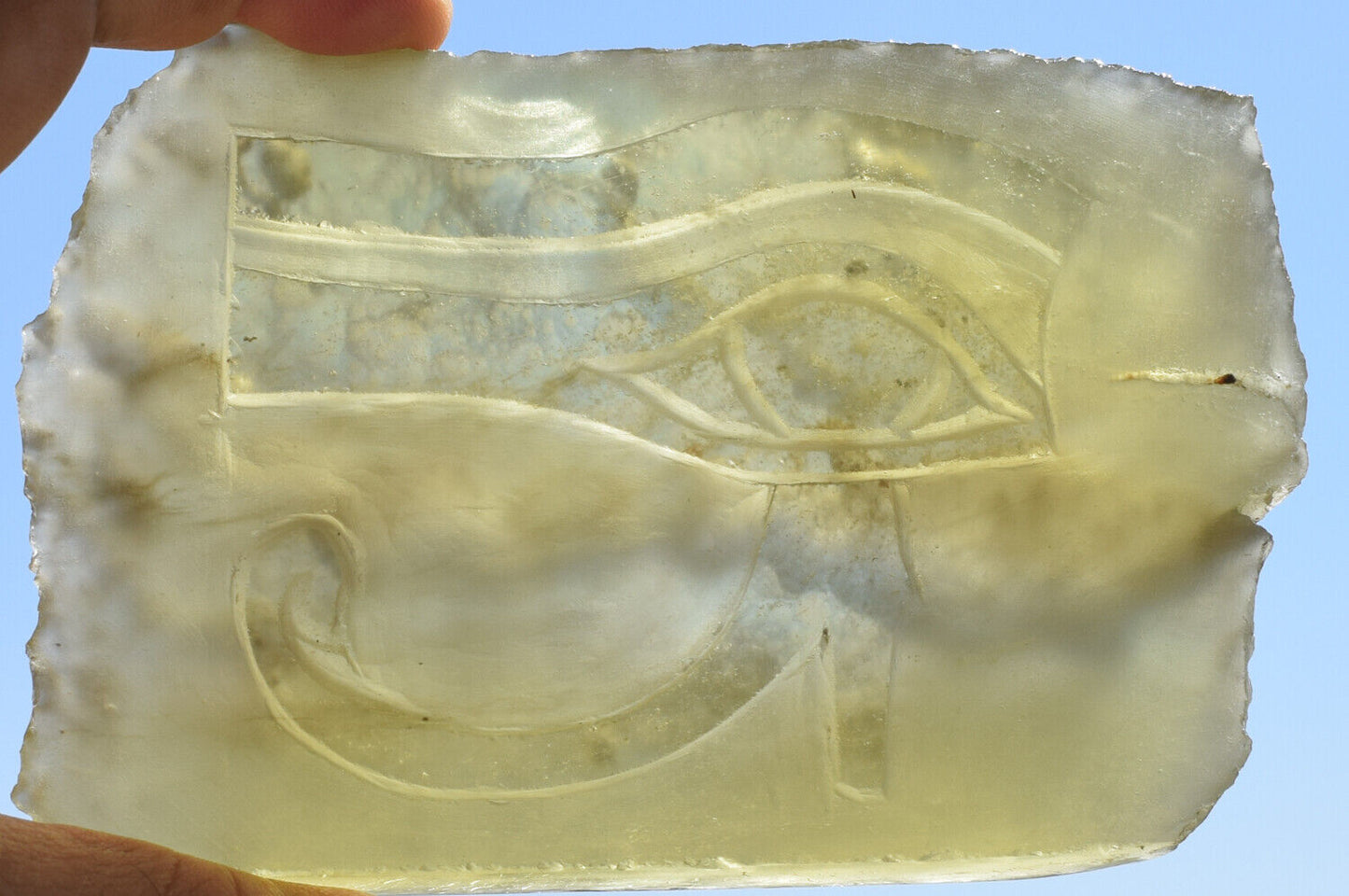 Libyan Desert glass-Eye of Horus-364 grams-Hand carved-Egypt-asteroid impact