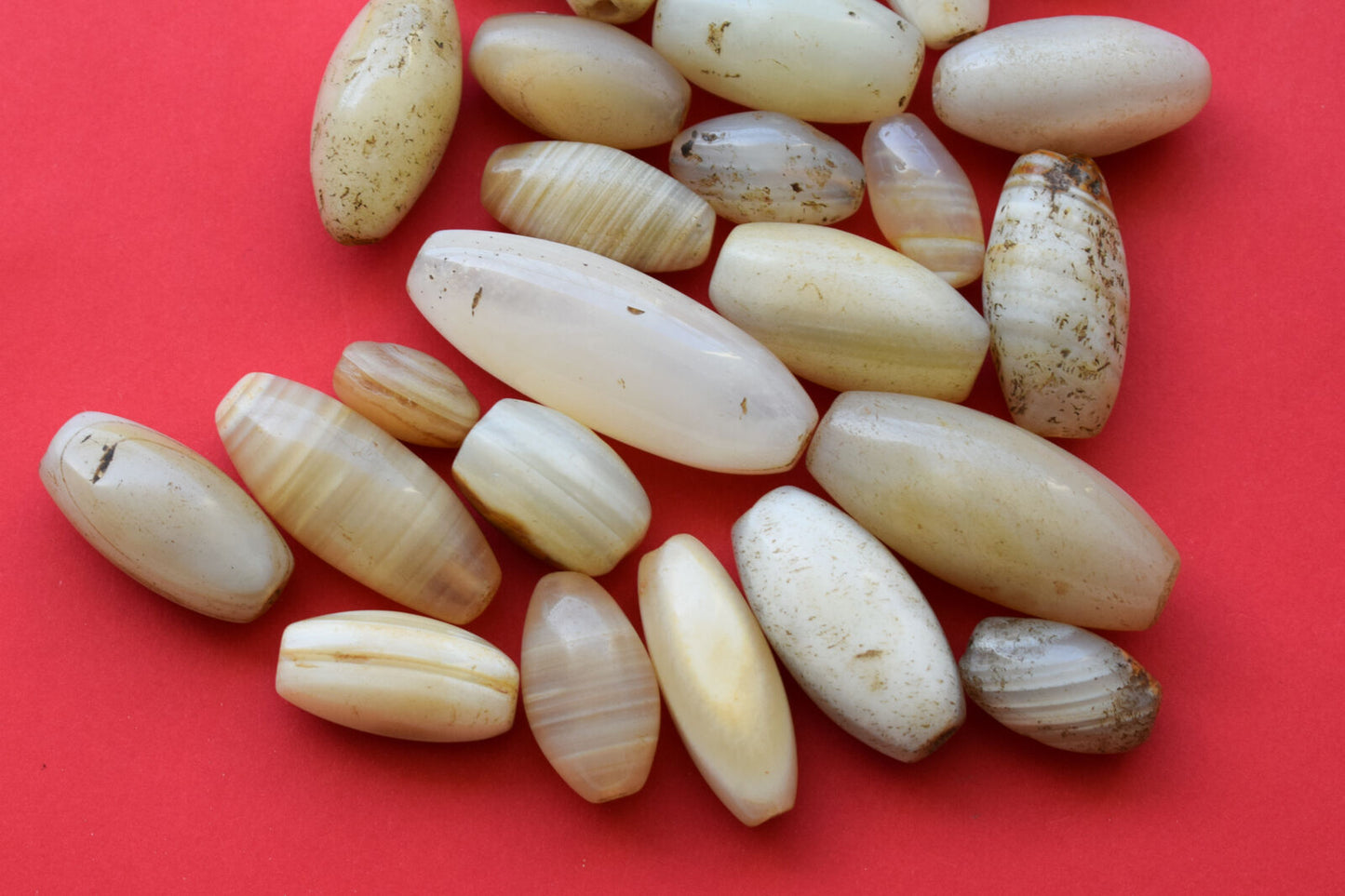 25 Antique ancient banded agate Carnelian beads-middle eastern-300 grams