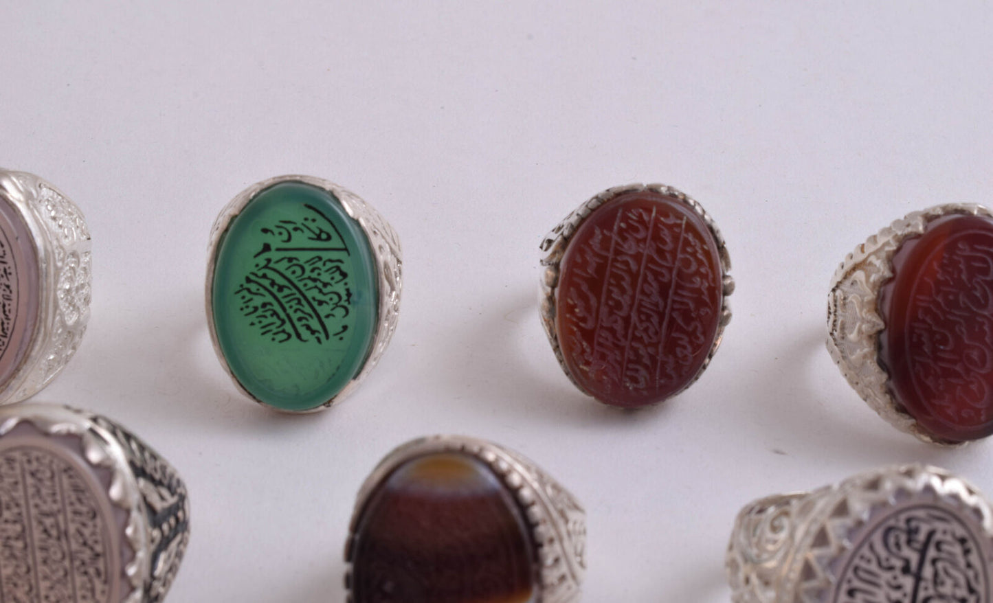 14 Islamic rings collection, Koran, Quran, Yemen agate men rings-Wholesale Lot