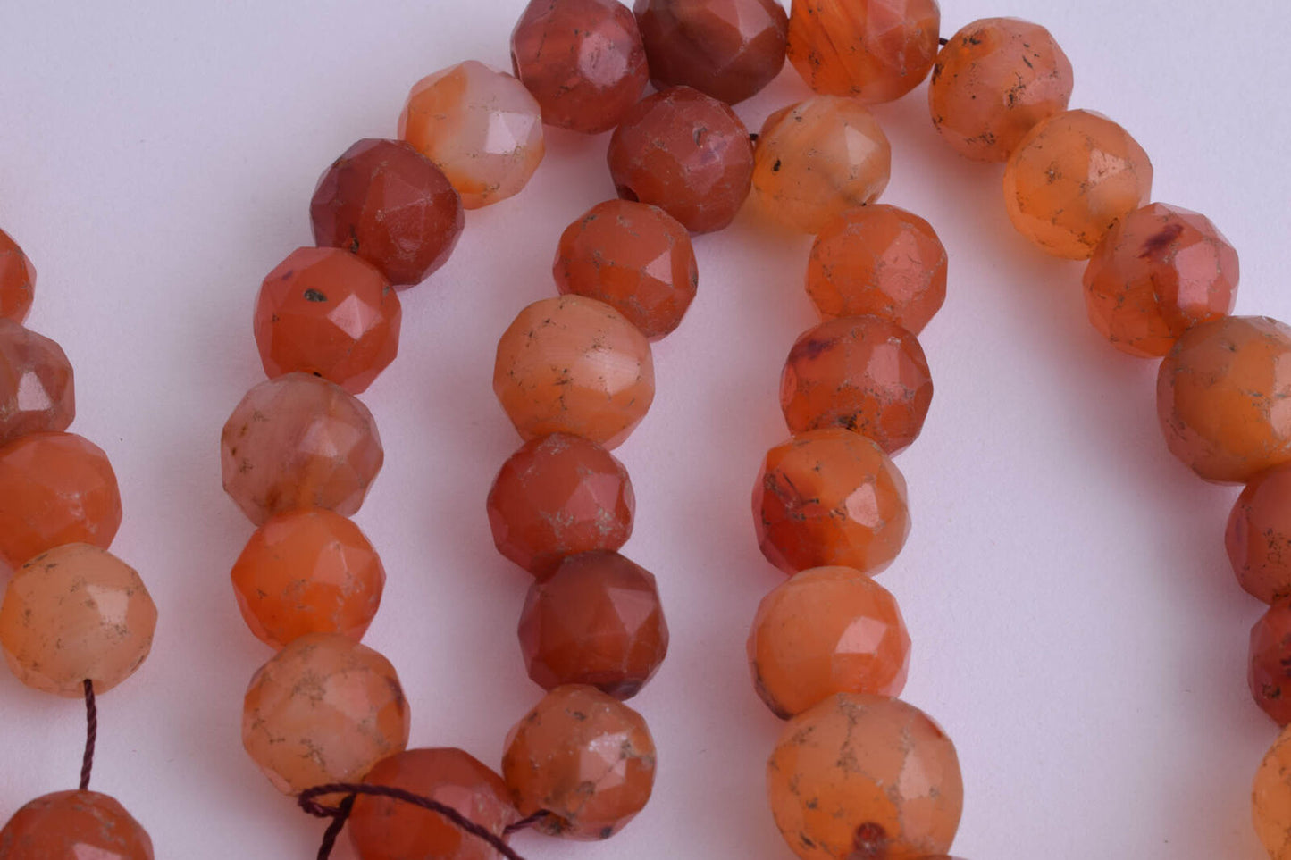 2 Antique Carnelian faceted Agate beads Necklace-middle eastern-190 gram