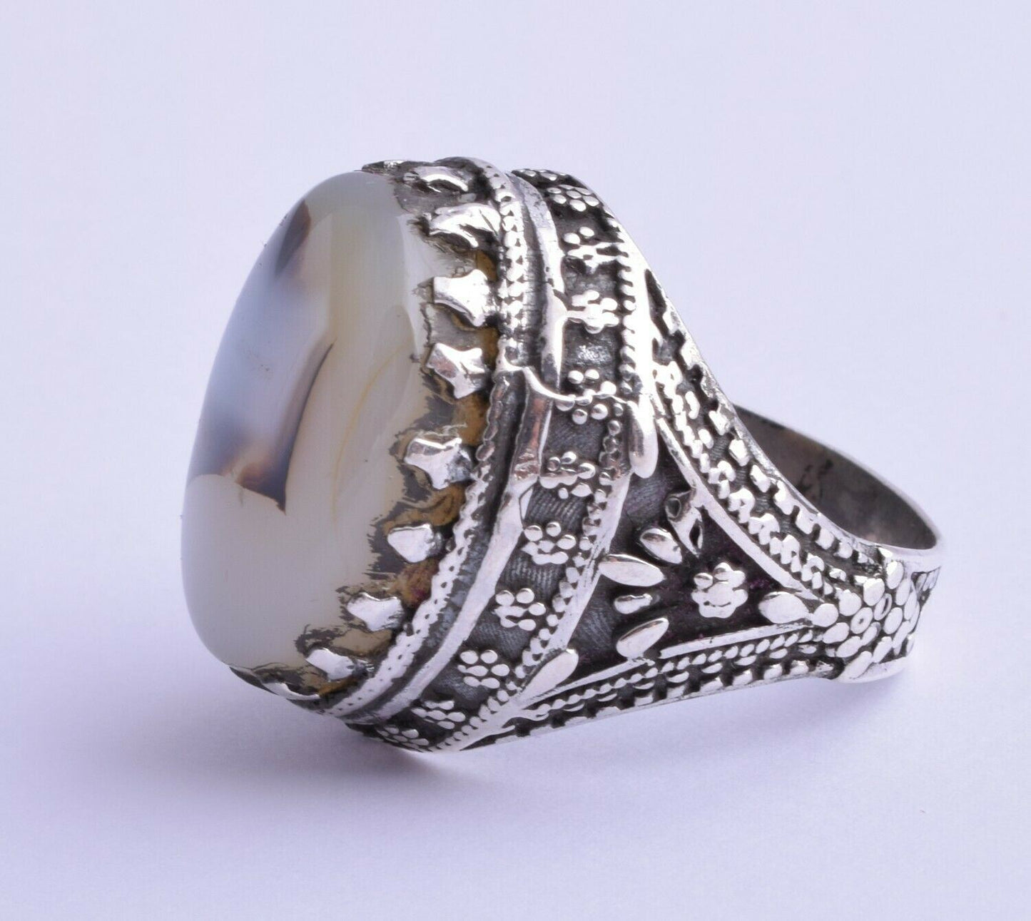 Yemen agate Silver Ring/ Yemeni akik aqeeq silver Men Ring-Middle Eastern