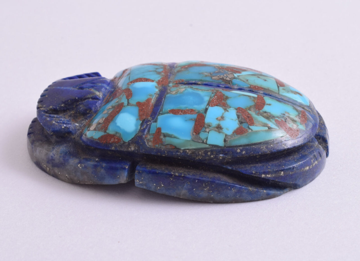 Egyptian Scarab-Carved Egyptian Lapis Lazuli - Turquoise Scarab- 2.4" /  53 gram