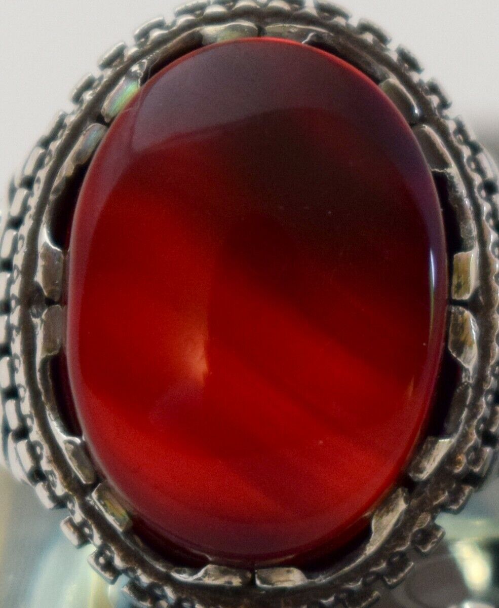 Agate Yemen silver Ring-Yemeni kabdi agate aqeeq aqiq Silver Men Ring