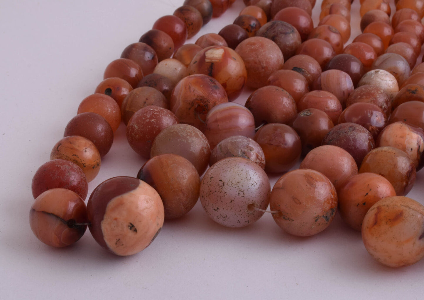 8 Antique old Carnelian round Agate beads Necklace-middle eastern