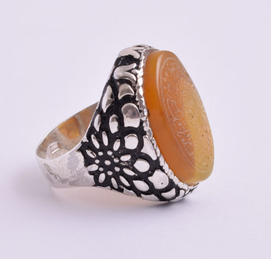 Islamic Yemeni Silver agate aqeeq aqiq men muslim ring -yemen عقيق