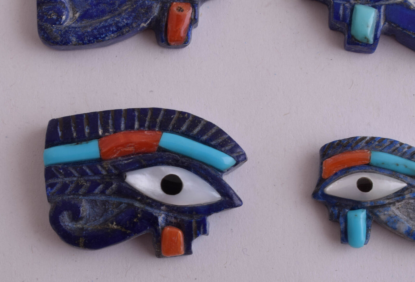 6 Egyptian Eye of Horus-Hand Carved blue Lapis Lazuli-Protective-LOT