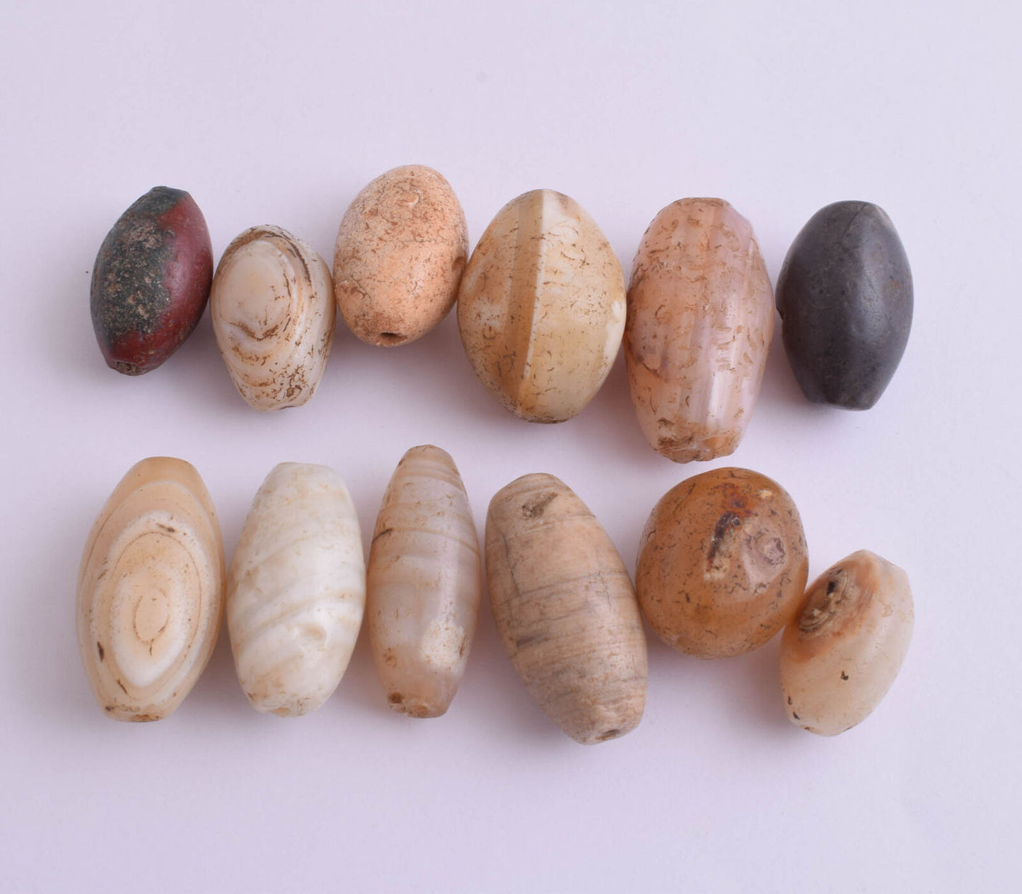 12 Antique ancient banded agate Carnelian beads-middle eastern