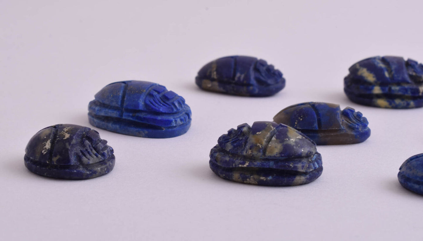 18 Egyptian Scarab-Hand Carved Egyptian lapis Lazuli Scarab-Revival stone